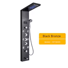 Bathroom Shower Column Wall Mounted Black LED Shower Panel