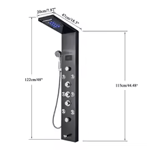 Bathroom Shower Column Wall Mounted Black LED Shower Panel