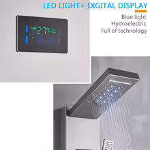 Bathroom Shower Column Wall Mounted Black LED Shower Panel