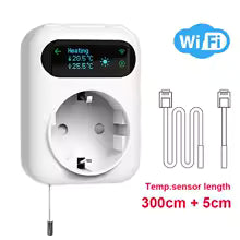 WIFI Digital Thermostat Socket 16A Outlet Plug Remote Temperature Controller Timer Switch Cooling Heating 3M NTC Sensor
