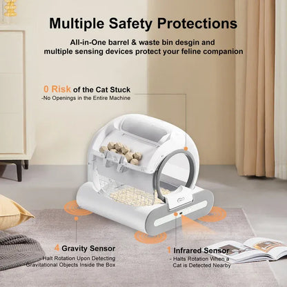 Automatic Cat Litter Box Self Cleaning with App Control & Cat Litter Mat Smart Cat Toilet for Multiple Large Cats